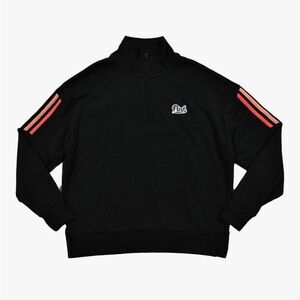 PINK Victoria's Secret Quarter Zip Rainbow Stripe Sleeve Sweatshirt Black Size M